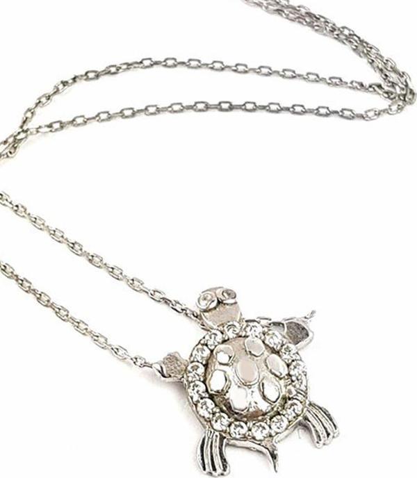 Kaplumbağa Figürlü Gümüş Bayan Kolye  - Image 1