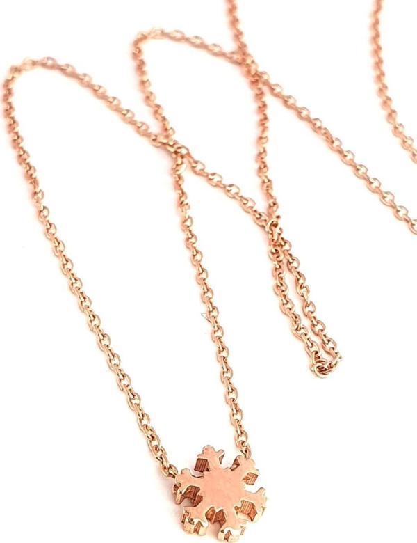 Kar Tanesi Figürlü 925 ayar Gümüş Rose Minimal Kolye - Image 1