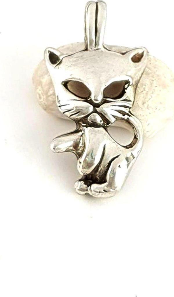 Kedi Figürlü gümüş kolye ucu  - Image 1
