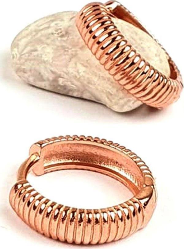 Altın işçiliğinde gümüş rose burgu halka küpe 1.2 cm çap - Image 1