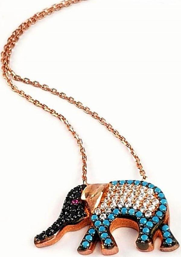 Fil Figürlü Gümüş Bayan Kolye  - Image 1