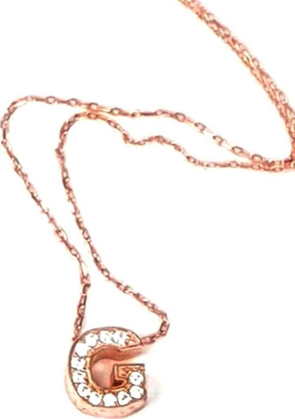 G harfi gümüş rose minimal kolye - Image 1