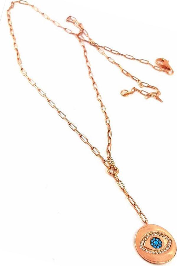 Göz Figürlü Gümüş Üzerine altın kaplama kolye  - Image 1