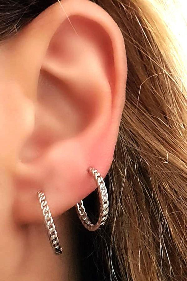 Gümüş şarnel halka küpe 1.5 cm çap - Image 1