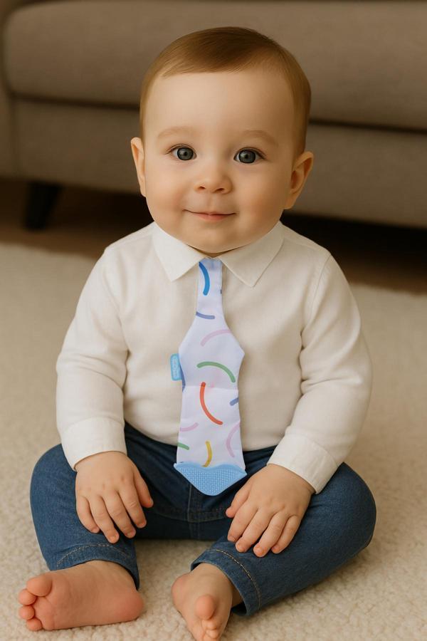 Babyjem Diş Kaşıyıcı Fular&Kravat Beyaz - Image 1