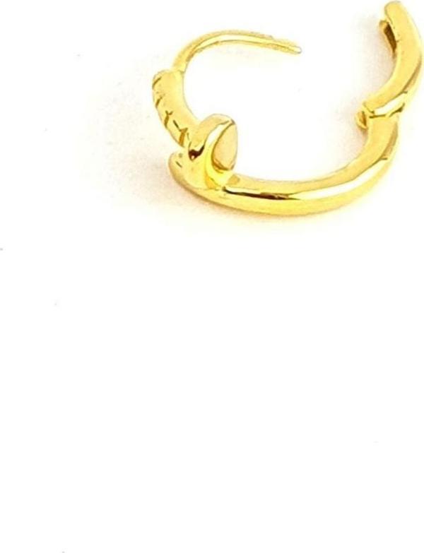 İtalyan Tasarımı 925ayar Gümüş Üzerine Altın Kaplama  Halka Tek çivi küpe  - Image 1