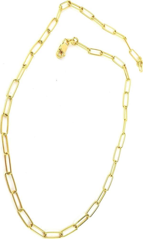 İtalyan tasarımı 925ayar gümüş üzerine altın kaplama Ataç Zincir Choker Kolye  - Image 1