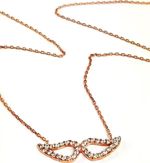 Melek kanadı Figürlü Gümüş üzerine rose altın kaplama kolye  - Image 1