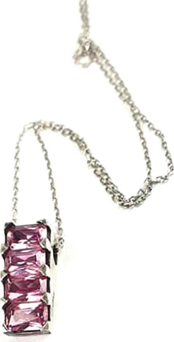 Pembe baget zirkon taşlı italyan tasarımı gümüş lüks kolye - Image 1