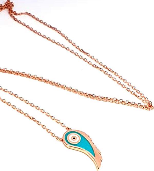 mine işçiliği kanat figürlü gümüş rose kolye - Image 1