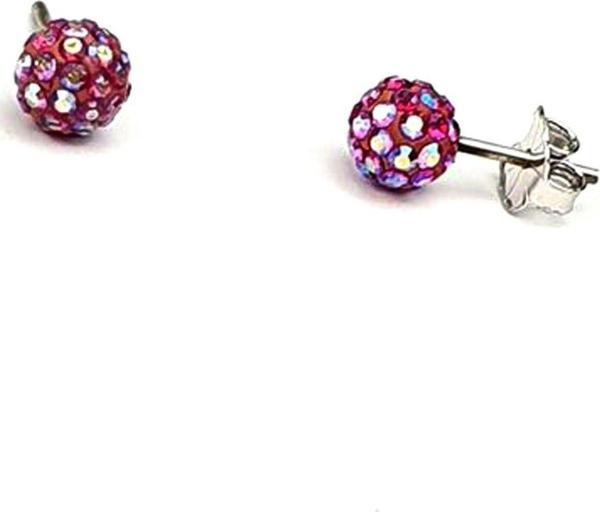 Pembe swarovski taşlı gümüş top küpe 5mm  - Image 1