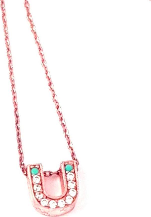 Ü harfi gümüş rose minimal kolye - Image 1