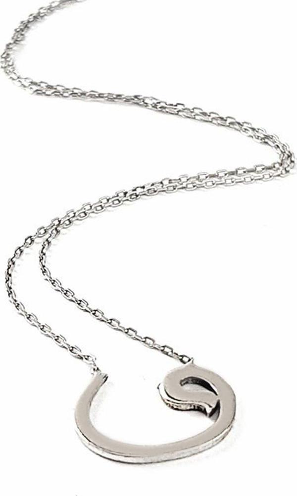 Vav İşlemeli Taşsız Gümüş Kolye  - Image 1