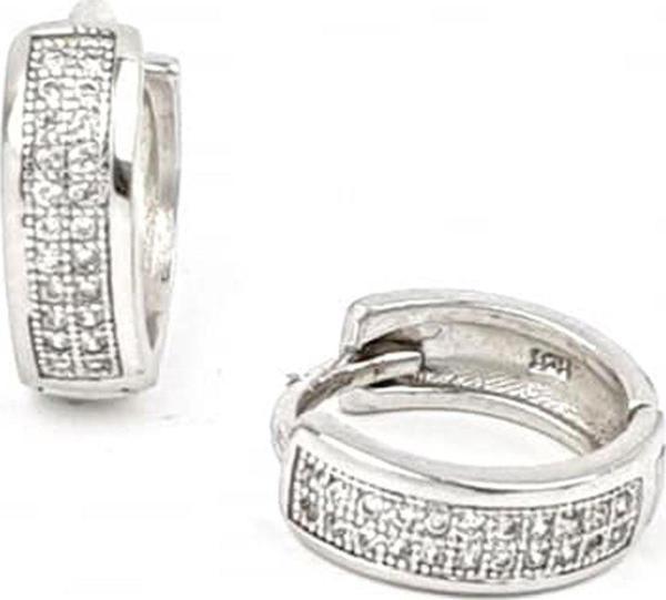 pırlanta ışıltısında zirkon taşlı gümüş halka küpe 1.5 cm - Image 1