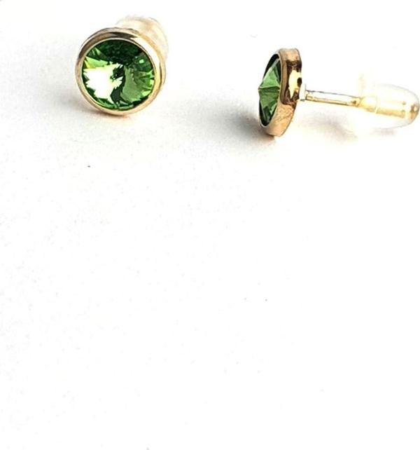 Yeşil Swarovski Taşlı 925ayar Gümüş Üzerine Altın Kaplama Top Küpe  - Image 1