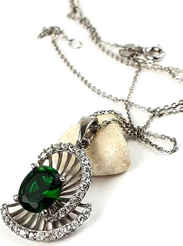 Pırlanta ışıltısında zirkon taşlı gümüş modern tasarım kolye  - Image 1