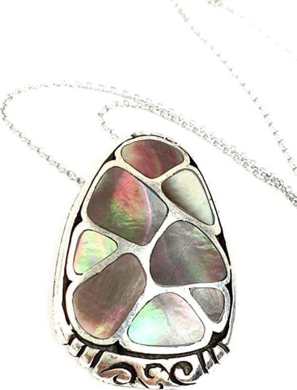 Okyanus sedefi 925 ayar gümüş tasarım kolye  - Image 1