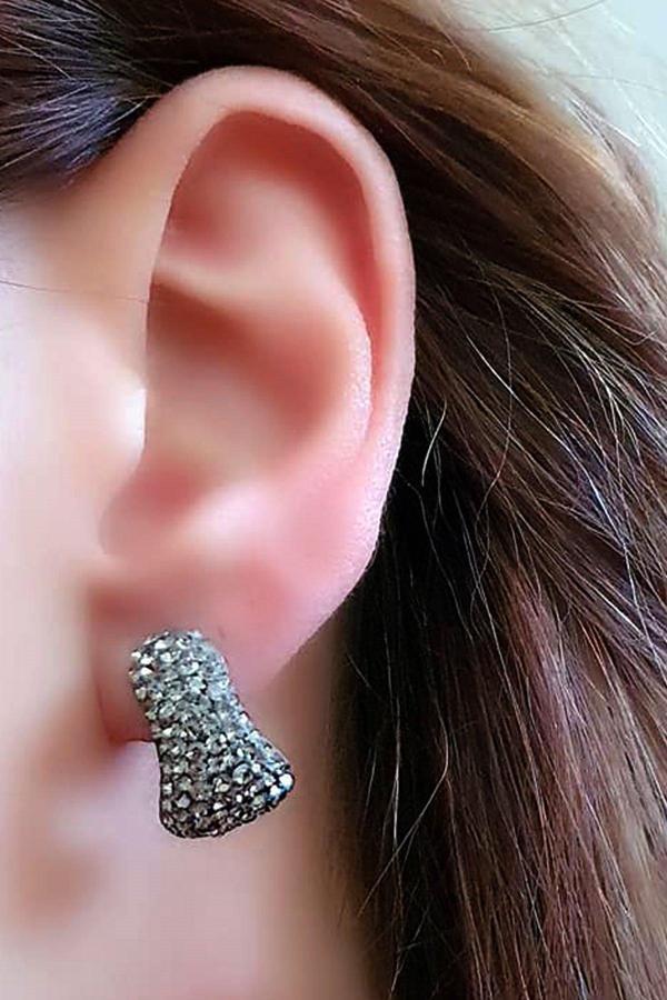 Swarovski taşlı gümüş trend küpe  - Image 1