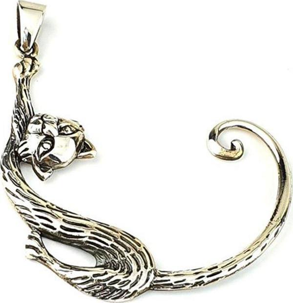 Tasarım Kedi Gümüş Kolye ucu  - Image 1