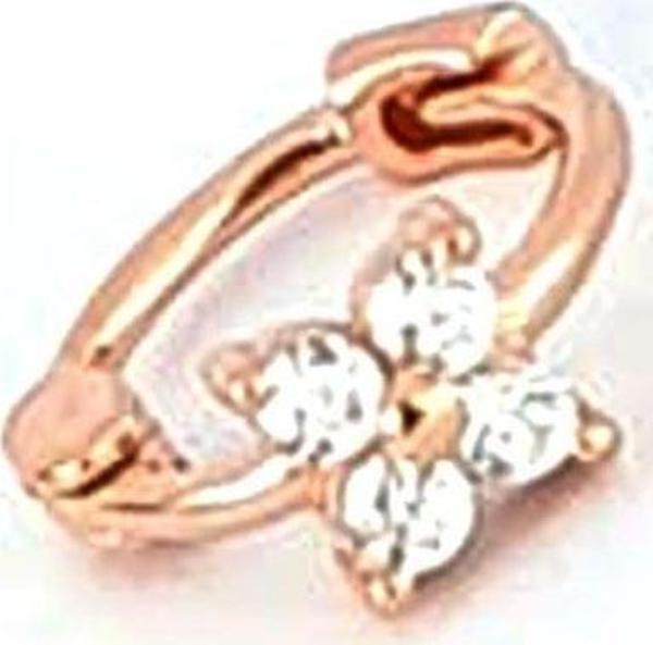 Zirkon Taş Detaylı 925ayar Gümüş Üzerine rose  Altın Kaplama Tragus Kıkırdak Halka Piercing  - Image 1