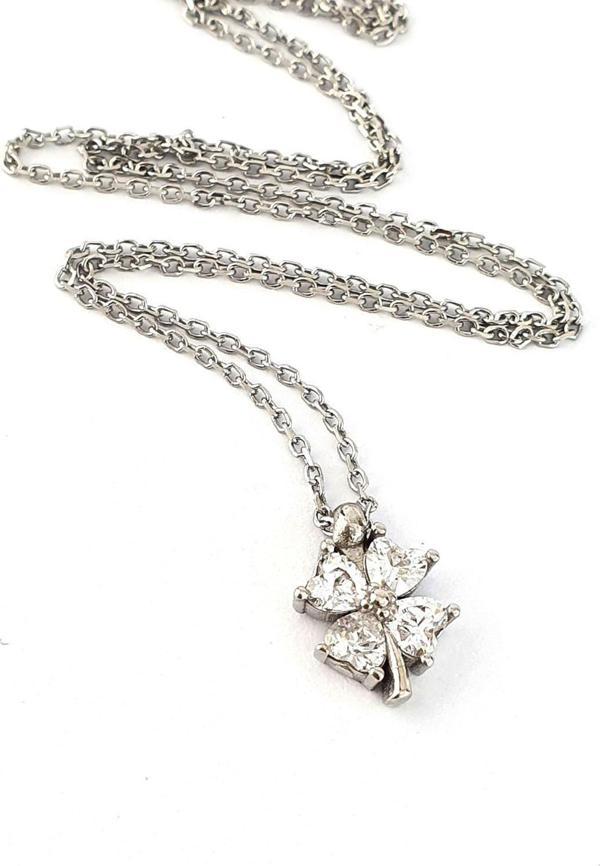 Zirkon Taş Detaylı 925ayar Gümüş Minimal Yonca Kolye - Image 1