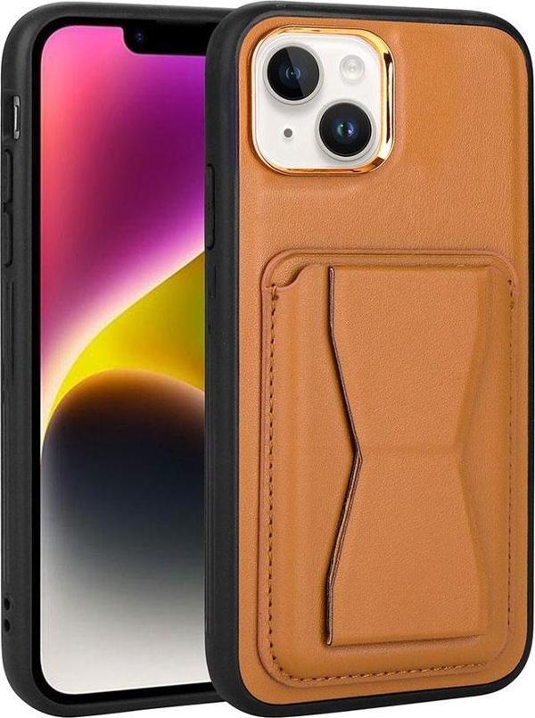 Apple iPhone 13 Kılıf Kartlıklı Standlı ​Pu Deri Zore Memo Kapak - Image 1