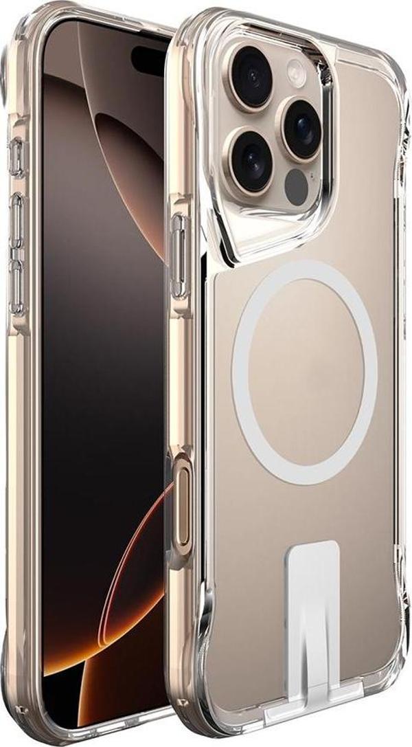 Apple iPhone 16 Pro Max Kılıf Magsafe Şarj ve Ultra Koruma Özellikli T-Max Standlı Kapak - Image 1