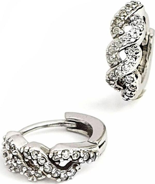 zirkon taşlı gümüş halka küpe 1.2 cm - Image 1