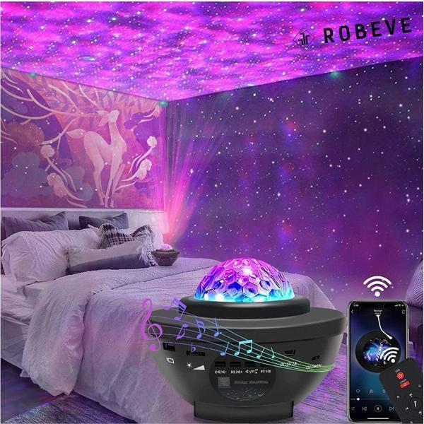 Robeve Projektör Gece Lambası Bluetooth Hoparlör Bluetooth Lazer Işıklı Sese Duyarlı Hoparlör Disko Lambası - Image 1