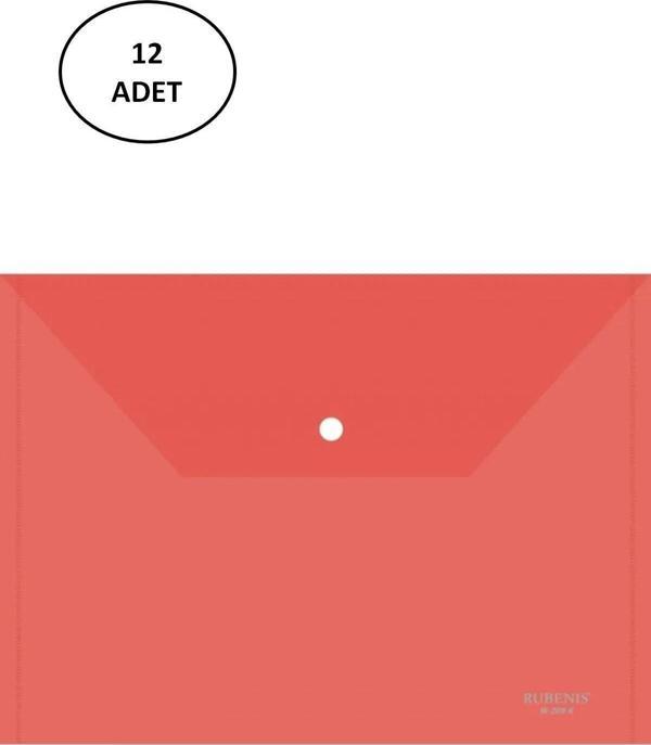 Mbb E-Ticaret Rubenis Çıtçıtlı Dosya A4 Şeffaf Kırmızı 12 Adet - Image 1