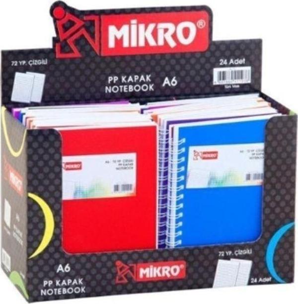 Mbb E-Ticaret 24 Adet A6-72 Yaprak Polipropilen Kapak Çizgili Bloknot Standlı - Image 1
