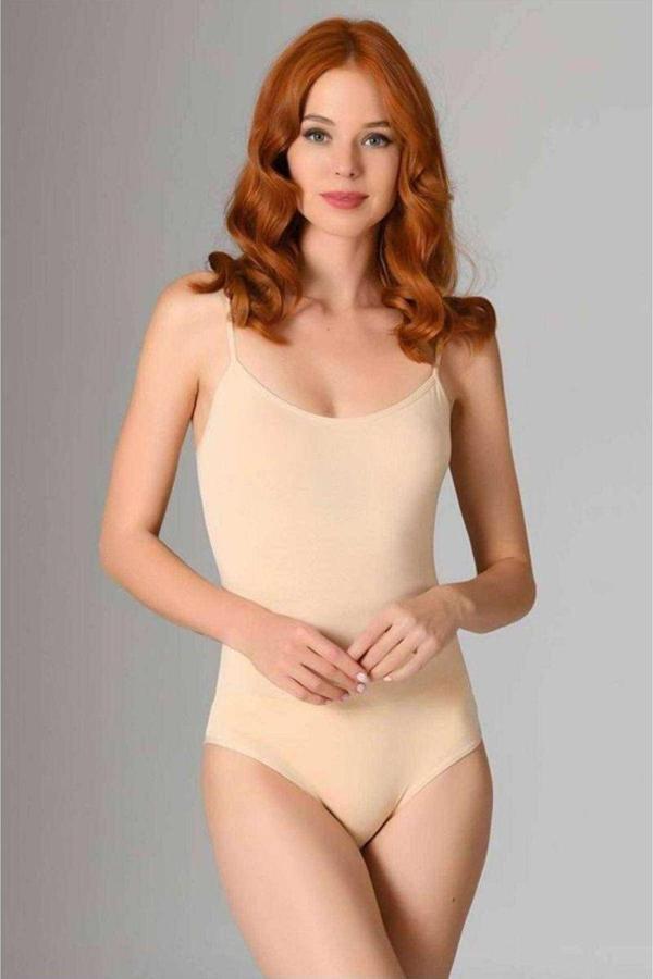 Mbb E-Ticaret İp Askılı Kadın Çıtçıtlı Body Ten Rengi - Image 1
