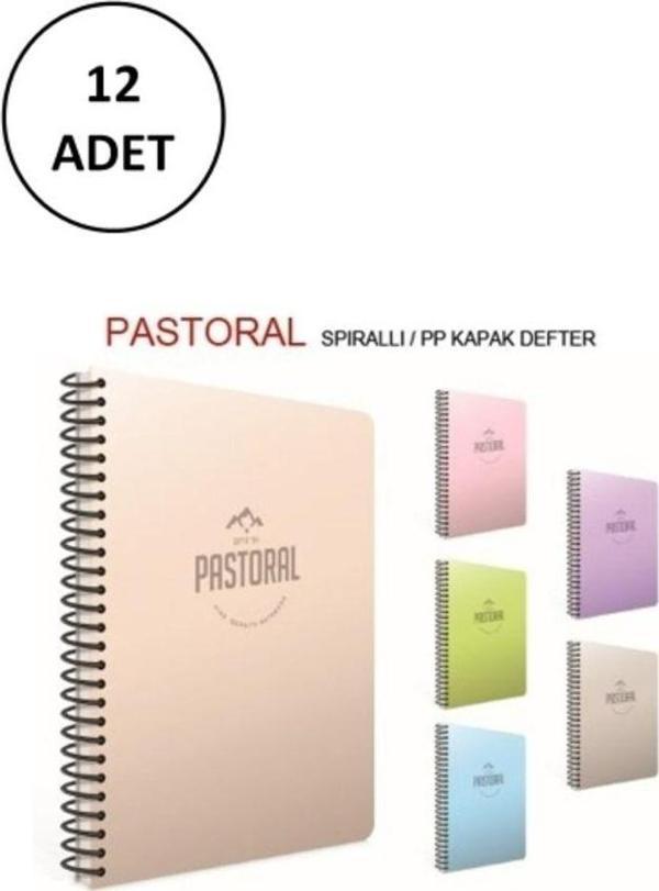 Mbb E-Ticaret Pastoral A4 Spiralli Pp Kapak Defter 96Yp Çizgili 12 Adet - Image 1