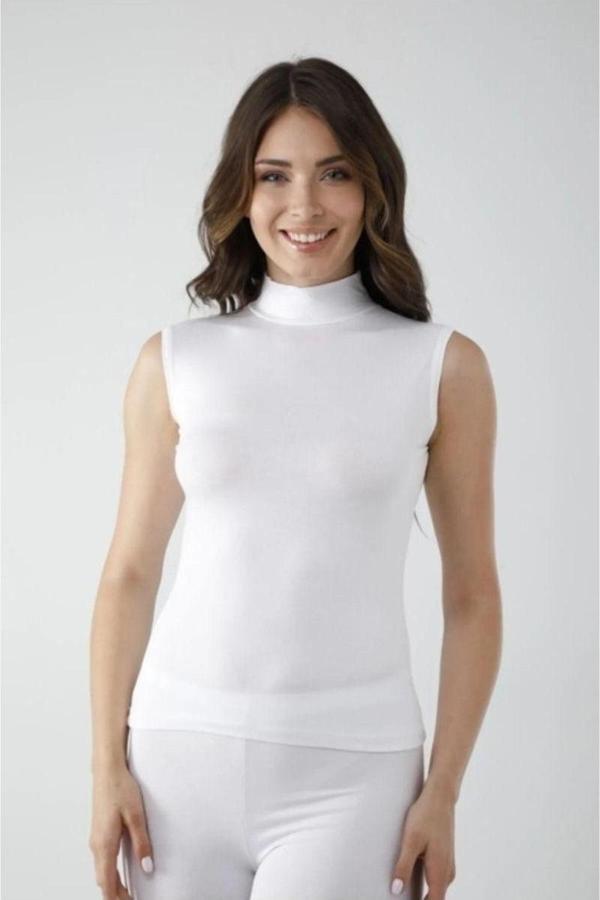 Mbb E-Ticaret Vivaldi Kadın Beyaz Sıfır Kol Balıkçı Body 350 - Image 1