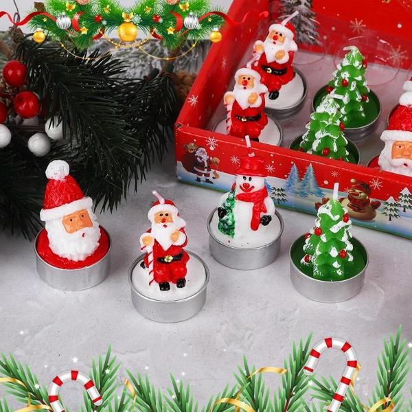 VIP DELUXE 12 ADETGERÇEK YILBAŞI MUMU NOEL TEALİGHT MUM NOEL BABA KARDAN ADAM ÇAM AĞACI FULL SET - Image 1