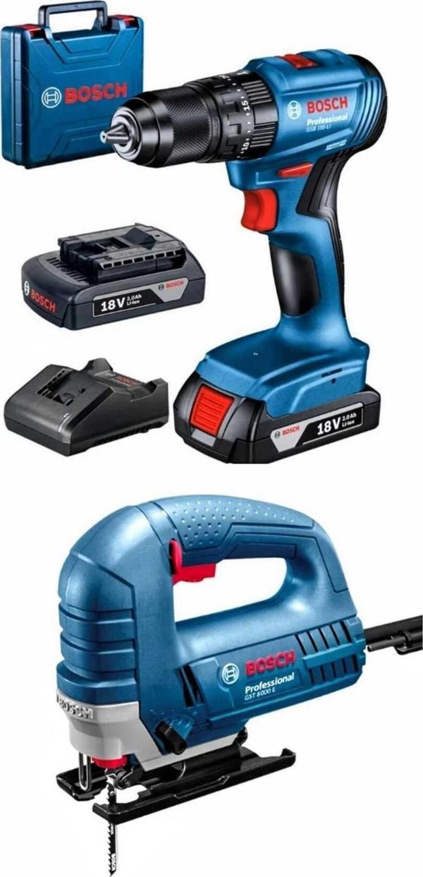 Bosch 2 Li Set Gsb 185 Li Çift Batarya Ve Gst 8000 E Dekupaj Testere - Image 1