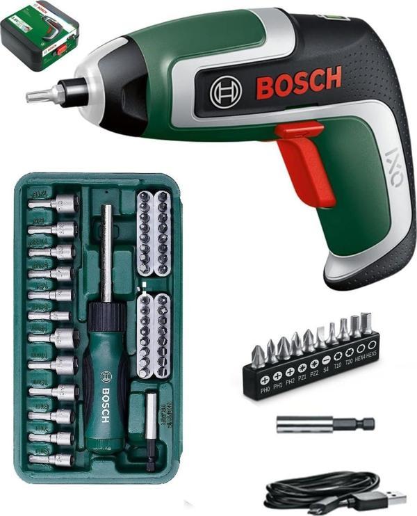 Bosch Akülü Vidalama Şarjlı Tornavida Şarjlı Matkap Ixo 7 + 46 Parça Cırcır Tornavida Vidalama Ucu - Image 1