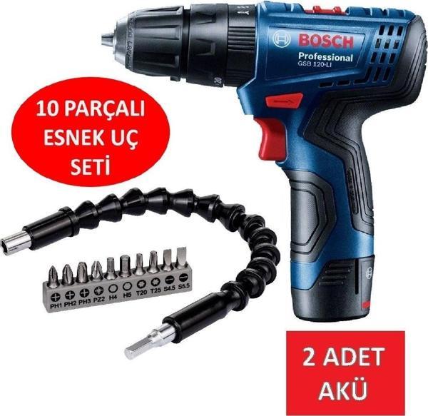 Bosch Darbeli Matkap Çift Akülü Şarjlı Matkap Akülü Vidalama 10 Parça Esnek Vidalama Ucu 30 Cm - Image 1
