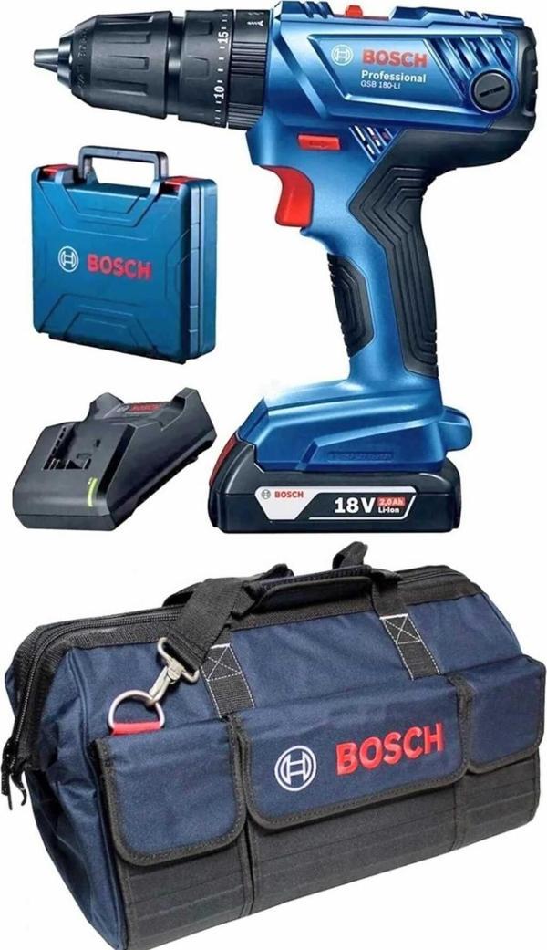 Bosch Gsb 180 Li Tek Akülü Şarjlı Darbeli Matkap Vidalama Ve Çanta Hediye - Image 1