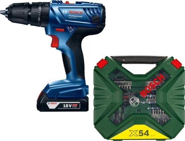 Bosch Gsb 180-Li 18V 2Ah Darbeli Akülü Vidalama Şarjlı Matkap + 54 Parça Matkap Ucu Seti Vidalama - Image 1