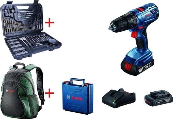 Bosch Gsb 180-Li Akülü Darbeli Vidalama 103 Parça Karışık Aksesuar Seti Ve Sırt Çantası Hediyeli - Image 1