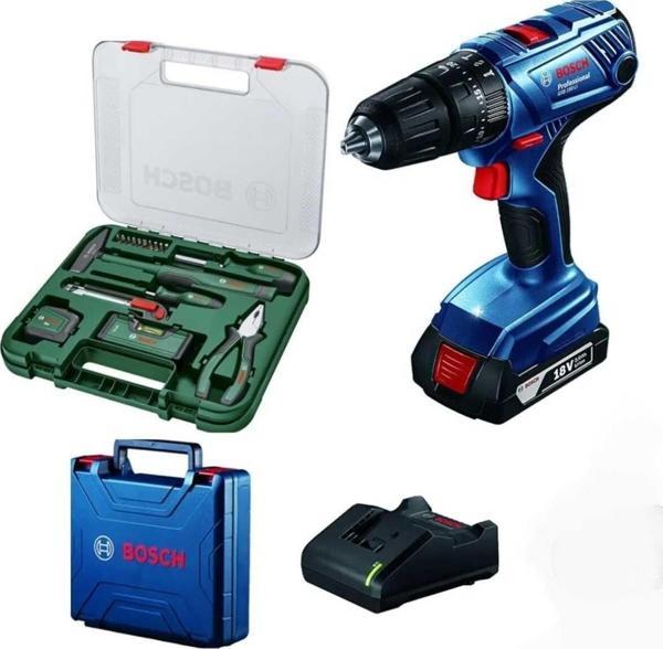 Bosch Gsb 180-Lı Darbeli Şarjlı Tek Batarya Matkap Vidalama Ve Bosch 17 Parça El Aleti Seti Hediye - Image 1