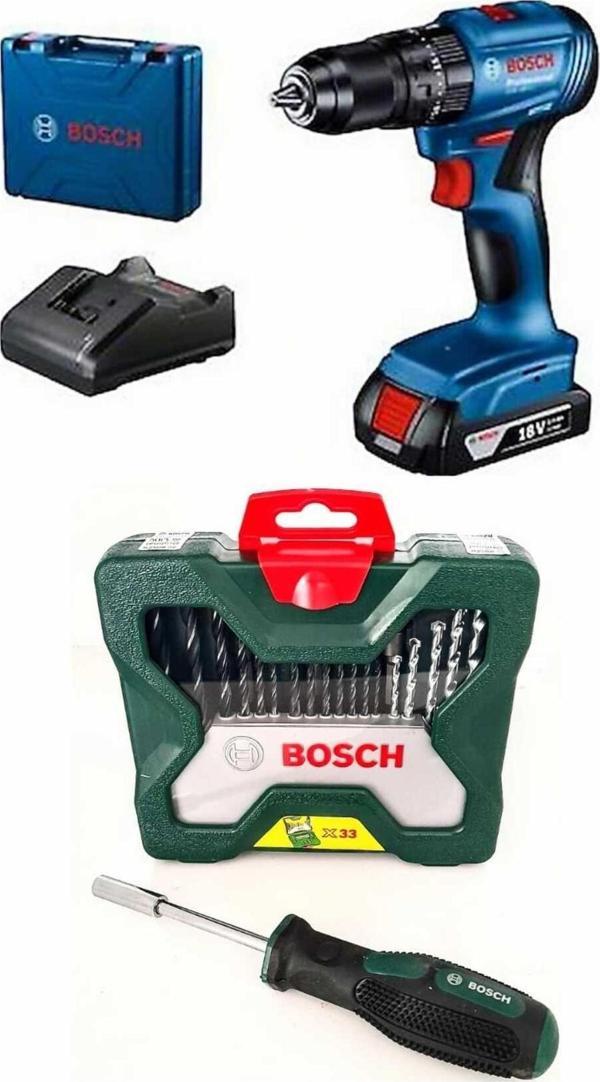 Bosch Gsb 185 Li (Tek) Batarya Ve 34 Parça Aksesuar Seti - Image 1