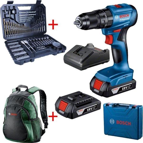 Bosch Gsb 185-Lı 2Ah 18V Çift Akülü Darbeli Kömürsüz Delme Vidalama-V-Line103+Sırtçantası - Image 1