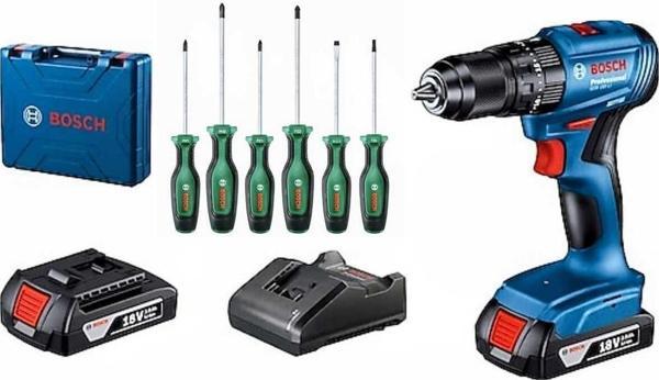Bosch Gsb 185-Li Darbeli Kömürsüz Çift Bataryalı Ve Bosch 6 Lı Tornavida Seti Hediye - Image 1
