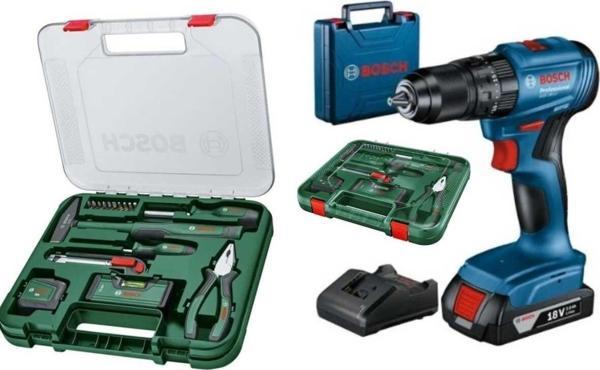 Bosch Gsb 185-Li Darbeli Kömürsüz Tek Akülü Şarjlı Matkap Vidalama Ve 17 Parça El Aleti Seti Hediye - Image 1