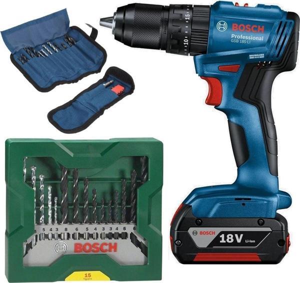 Bosch Tek Akülü Kömürsüz Darbeli Matkap Vidalama Şarjlı Matkap + 15 Parça Matkap Ucu + 23 Parça Set - Image 1