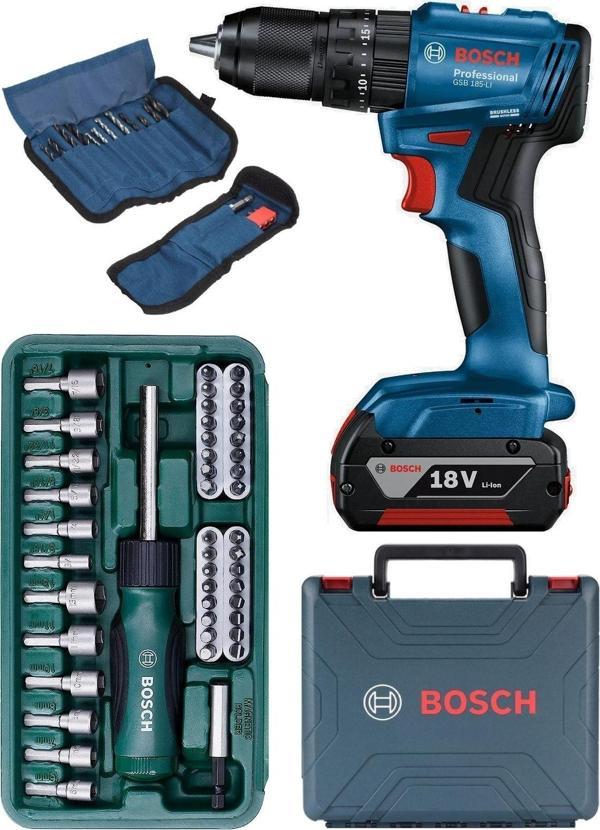 Bosch Tek Akülü Kömürsüz Darbeli Matkap Vidalama Şarjlı Matkap Cırcır Tornavidalı Vidalama Seti - Image 1