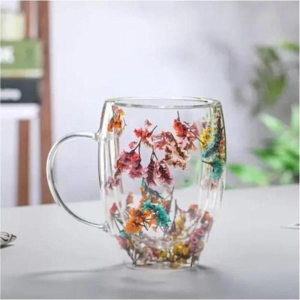 Mbb E-Ticaret Organik Çiçekli Borosilikat Bardak 350 Ml. Royaleks-Brd-150 Bh - Image 1