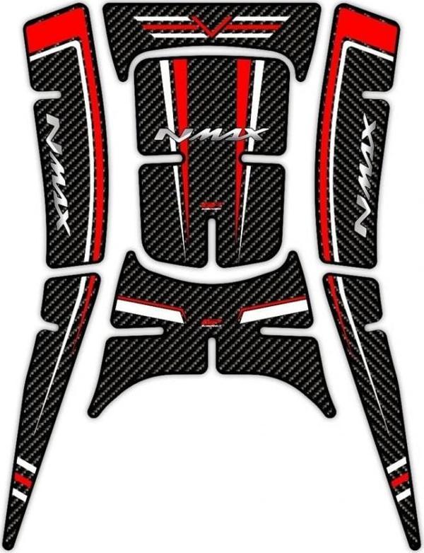 Gp Kompozit Tank Pad Seti Karbon Desenli Kırmızı Yamaha Nmax 125 155 2021-2024 - Image 1